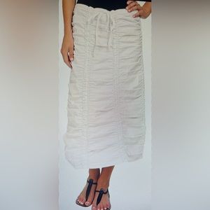 XCVI Stretch Poplin Double Shirred Panel Skirt - Small